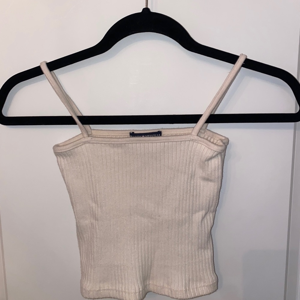 Cream Ribbed Tank Top